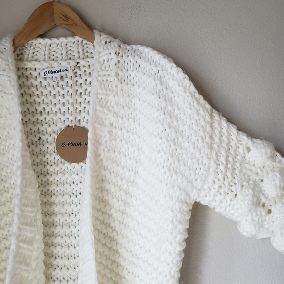 ❗SOLD❗Pom Sleeve Knit Cardigan Sweater - Picture 6 of 14